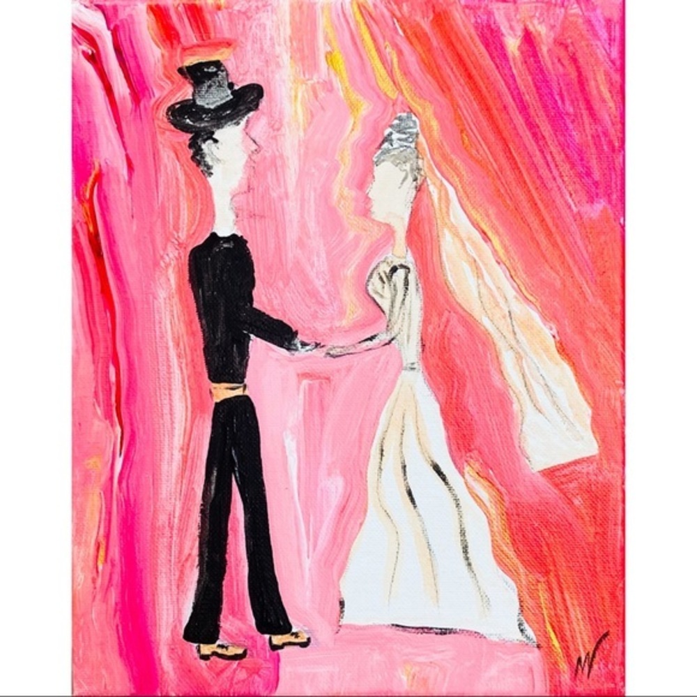 Couple in Love Painting Anniversary Original Art Acrylic Small Canvas Love Art - Picture 3 of 10